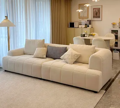 Cream 3-seater Modern Sofa with Cushions