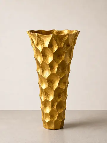 Tall Decorative Gold Textured Floor Vase - Modern Accent Piece