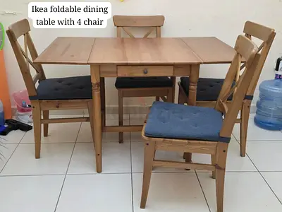 IKEA Foldable Dining Table with 4 Chairs