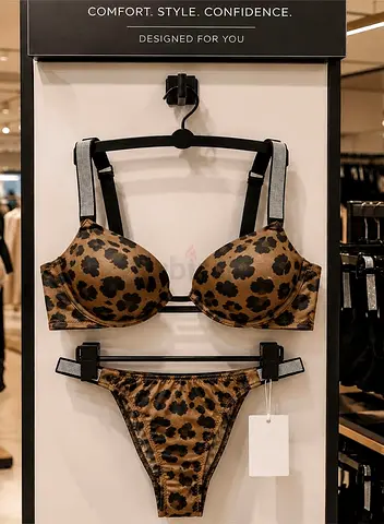 Leopard Print Lingerie Set with Shimmer Straps