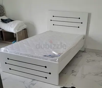 Single White Wooden Bed Frame with Headboard and Footboard (Like New)
