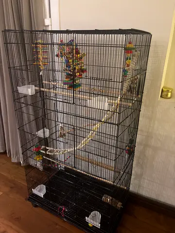 Big bird cage and bird stand combo
