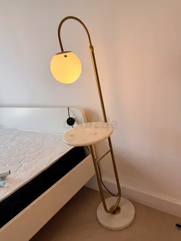 arc floor lamp with frosted globe shade