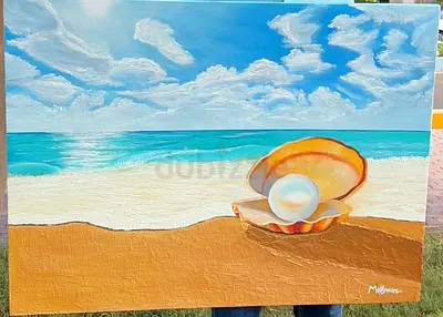 Original Oil Painting – Coastal Beach Seashell – Large Canvas
• 🎨 Type: Original Oil Painting (