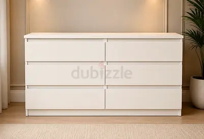 Modern White 6-Drawer Dresser Chest