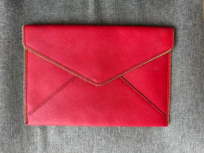 Red leather envelope clutch