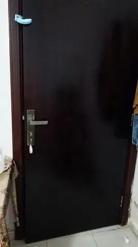 Solid Wooden Interior Door with Lock (Dark Brown) - Good Condition