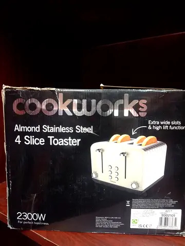 Cookworks Almond Stainless Steel 4 Slice Toaster