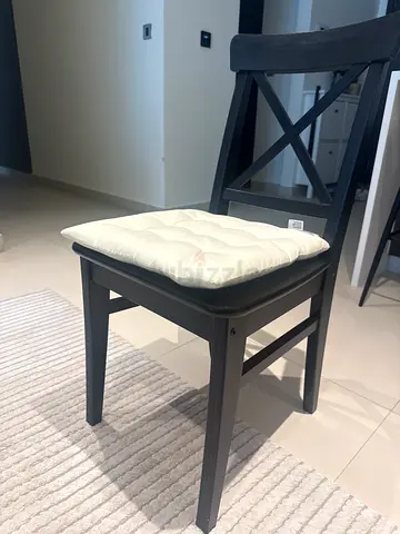 Dark Wood ikea Dining Chair with free Padded White Seat Cushion (hm) (6pieces available)