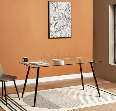 6-Seater Glass Top Dining Table + 4 chairs