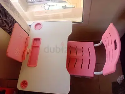 Pink kids study desk and chair set - good condition