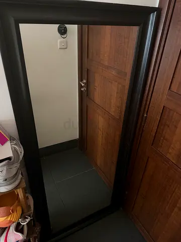 Large Black Framed Full-Length Wall Mirror - Good Condition