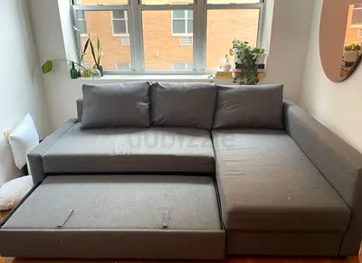 IKEA L Shape Sofa cum bed with big storage and you can fix the storage left or right anyside