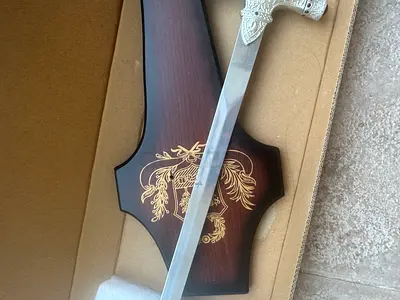 Decorative Middle Eastern Dagger on Wooden Plaque - Wall Display