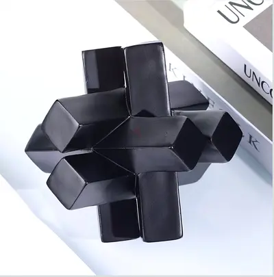 Black Geometric Decorative Sculpture - Tabletop Home Accent