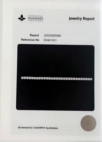 Diamond Tennis Bracelet with Certification (IAL Jewelry Report)