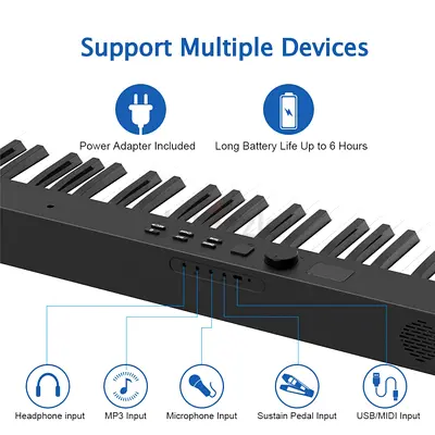 Portable folded piano Keyboard