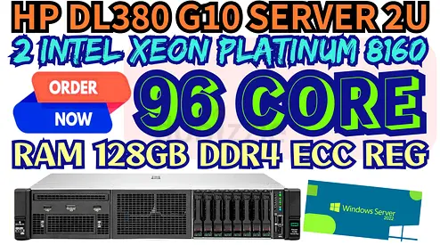 DDR4 128GB RAM HP PROLIANT DL380 G10 SERVER 96 CORE 2 INTEL XEON PLATINUM 8160 SSD DRIVE 3TB SATA
