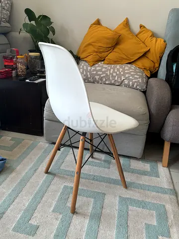5 White light Dining Chair with Wooden Legs - 50AED EACH