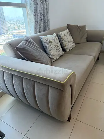 Comfortable Grey Fabric 3-Seater Sofa