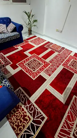 Red geometric patterned italian design modern style carpet - clean condition