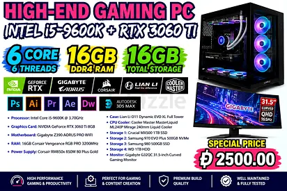 High-end Gaming PC —  RTX 3060 Ti, 16GB RAM