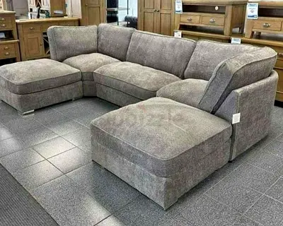 Comfortable Grey U-Shaped Sectional Sofa with Double Chaise