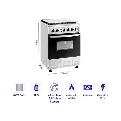 SUPER GENERAL Super General 60X60 Cm 4 Burner Cooking Range - 1 Year Warranty