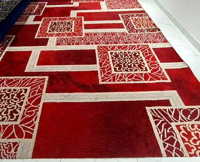 Red Italian patterned carpet — good condition