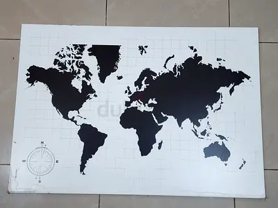 Large World Map Wall Art — Black  White Canvas