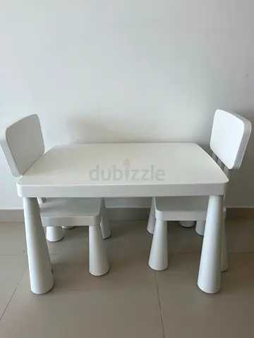 IKEA Mammut Childrens Table, 77x55cm, White IKEA Childrens Chairs x2