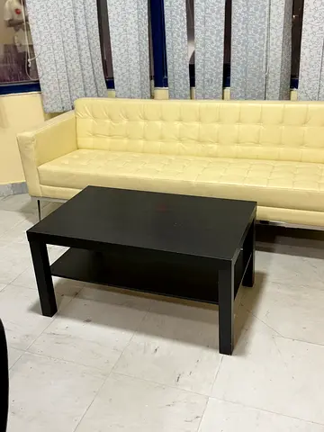 3 Seater leather sofa with coffee table