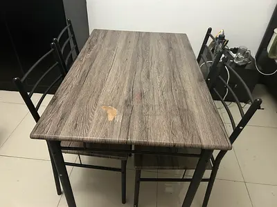 Modern Wooden Finish Dining Set with 4 Chairs