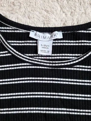 Black  white striped ribbed sleeveless top and T-shirt.