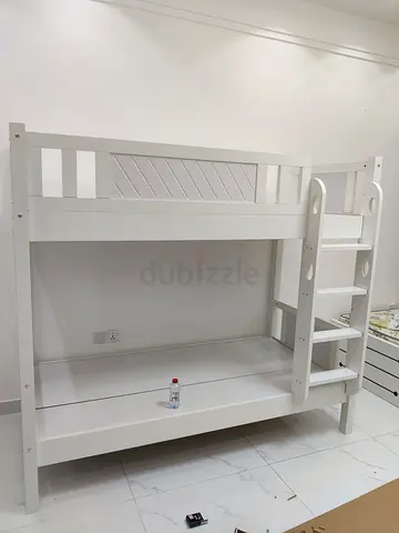 White Wooden Bunk Bed (Twin over Twin) - Good Condition