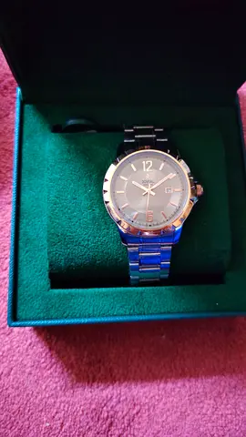 Mens stainless steel wristwatch with date - used, in box