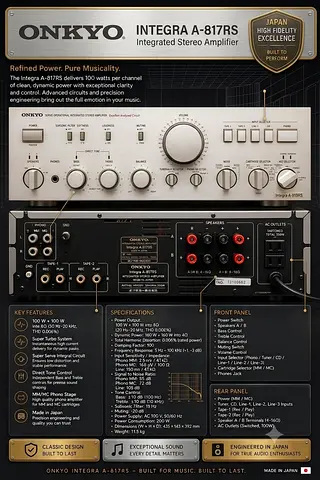 🔥 RARE GOLDEN ERA AUDIOPHILE GEM: Onkyo Integra A-817RS Integrated Amplifier 🔥