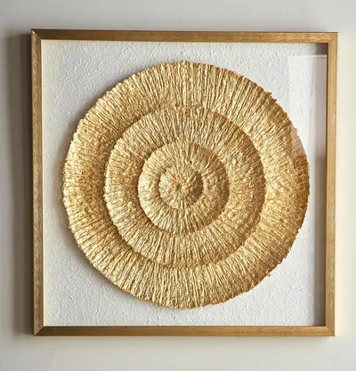 Akia Shadow Box - 80×80 cm Framed Gold Circular Textured Wall Art