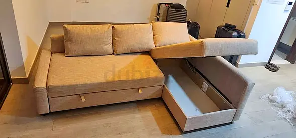 IKEA Beige FRIHETEN L Shape Sofa 204 x 140 cm