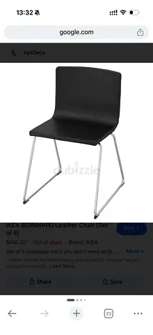 Set of 4 IKEA Bernhard Leather Dining Chairs (dark brown)