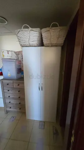 2 pcs Modern White 2-Door Wardrobe and Chest of Drawers