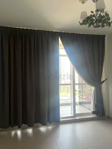 Grey blackout curtains - full length set, good condition