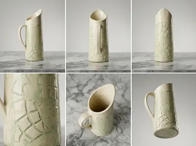 SILVI Handmade Ceramic Pitcher with Subtle Green Glaze — Decorative Vase/Jug