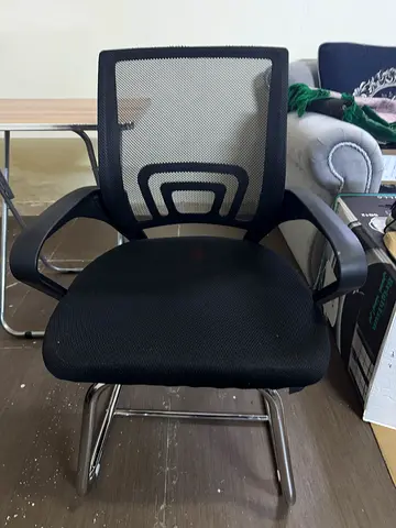 Black Mesh Office Visitor Chair with Chrome Sled Base