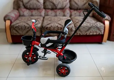 3-in-1 Push Tricycle with Parental Handle and Safety Seat - Red