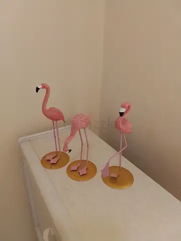 Set of 3 Pink Flamingo Decorative Figurines