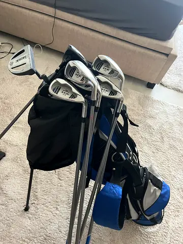 Complete beginner golf club set with stand bag - blue/black
