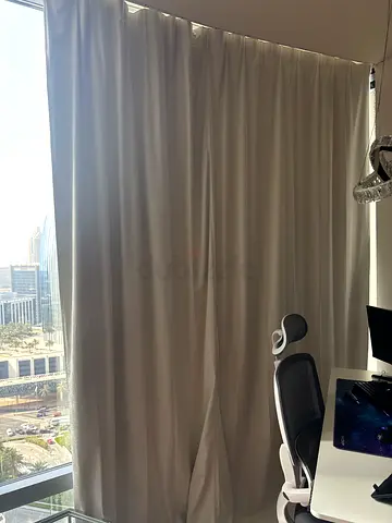 Beige Full-Length Fabric Curtains (Ready to Hang)