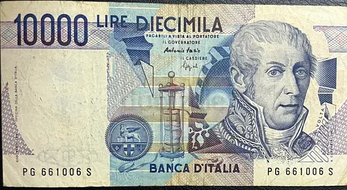Vintage 10,000 Italian Lire Banknote (Banca DItalia) - Collectible