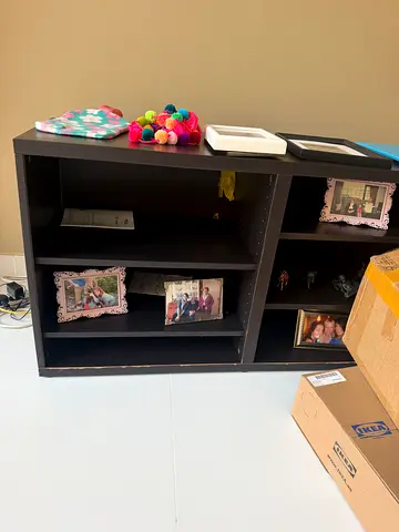 Dark Wood Bookcase / Display Shelf - 8 Cubes, Good Condition